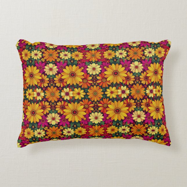 Wow! Colourful and Bright floral pattern. Accent Pillow (Front)