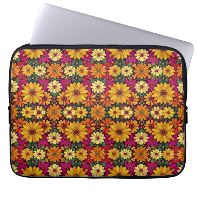 Wow! Colourful and Bright floral pattern. Laptop Sleeve (Front)