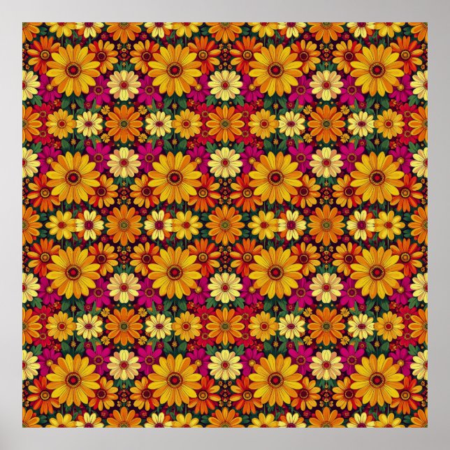 Wow! Colourful and Bright floral pattern. Poster (Front)