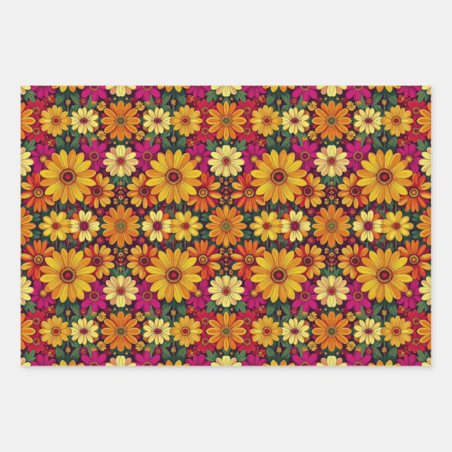 Wow! Colourful and Bright floral pattern. Wrapping Paper Sheet (Front)