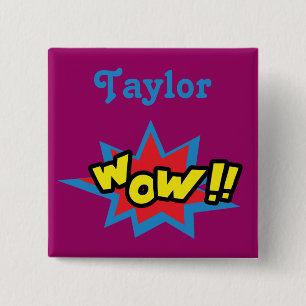 Wow Comic Theme 2 Inch Square Button