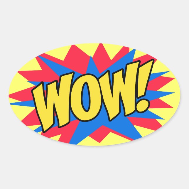 WOW exciting Oval Sticker (Front)