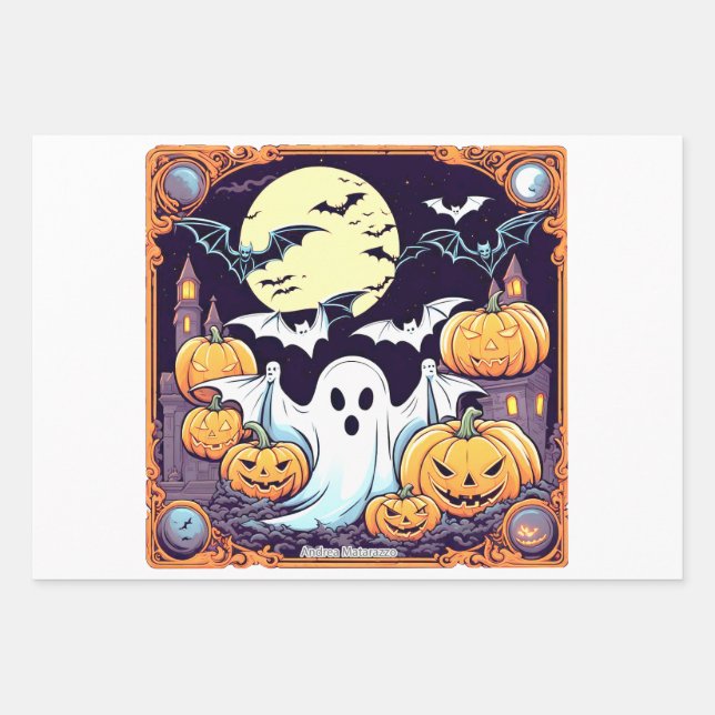Wow Halloween Thrill Wrapping Paper Sheet (Front)
