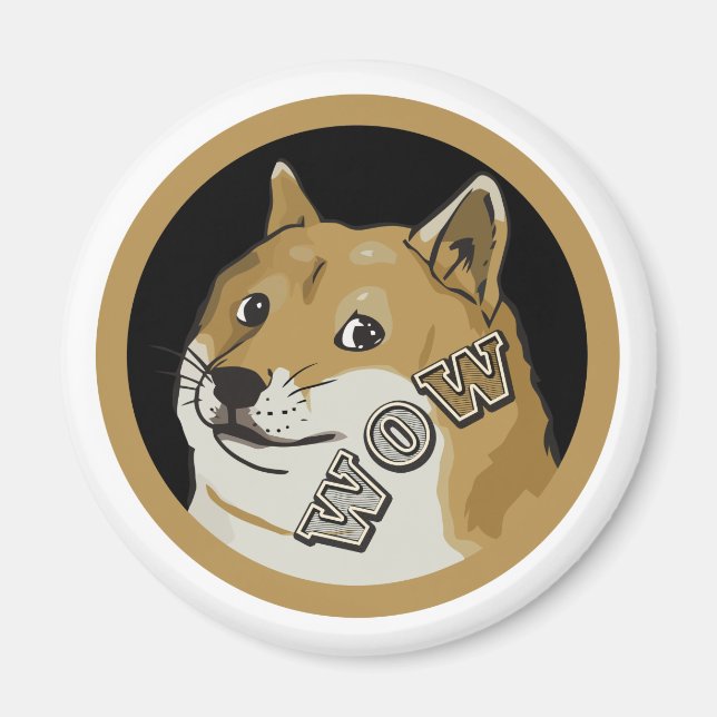 Wow Happy Doge Dogecoin CryptoCurrency Magnet (Devant)