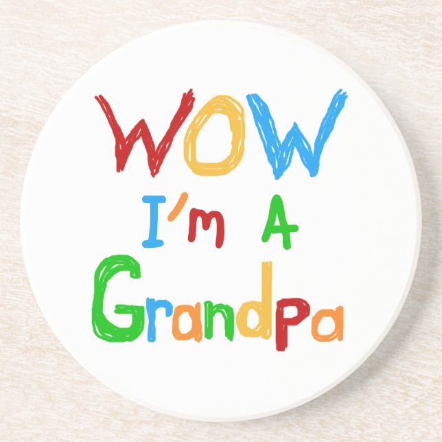 WOW I'm a Grandpa T-shirts and Gifts Coaster (Front)