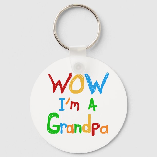 WOW I'm a Grandpa T-shirts and Gifts Keychain (Front)