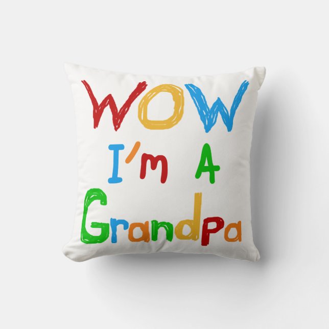 WOW I'm a Grandpa T-shirts and Gifts Throw Pillow (Front)