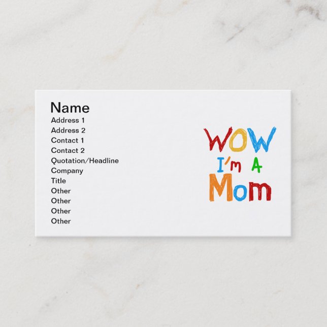 WOW I'm a Mom T-shirts and GIfts Calling Card (Front)