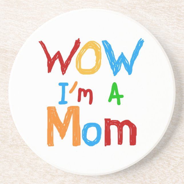 WOW I'm a Mom T-shirts and GIfts Coaster (Front)