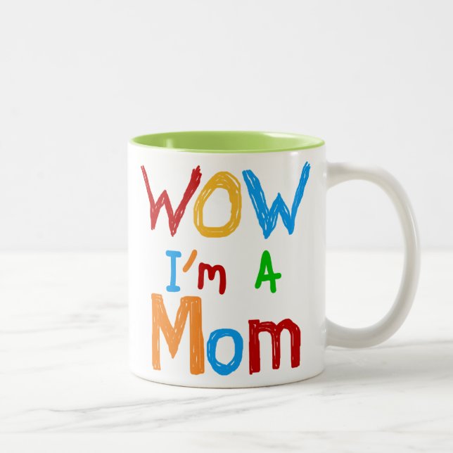 WOW I'm a Mom T-shirts and GIfts Two-Tone Coffee Mug (Right)