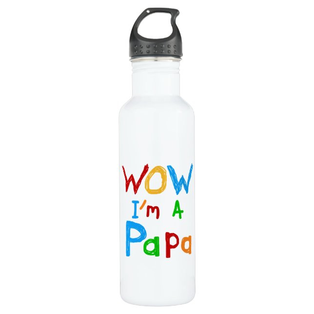Wow I'm a Papa Tshirts and 710 Ml Water Bottle (Front)