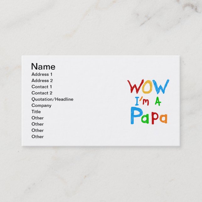 Wow I'm a Papa Tshirts and GIfts Business Card (Front)
