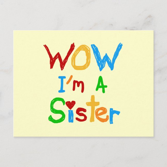 WOW I'm a Sister T-shirts and GIfts Postcard (Front)