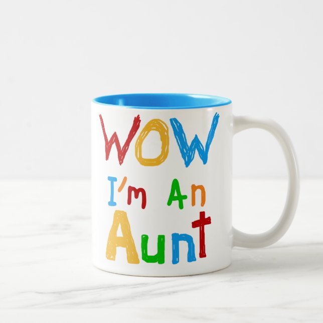 WOW I'm an Aunt T shirts and Gifts Two-Tone Coffee Mug (Right)