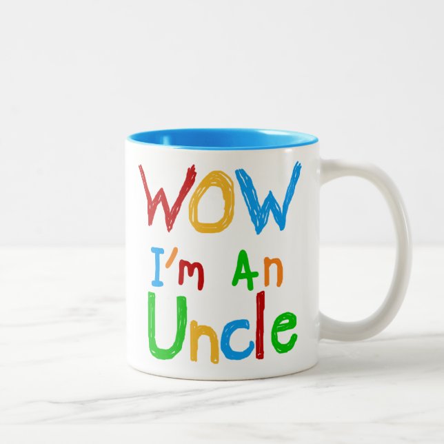 WOW I'm an Uncle T-shirts and GIfts Two-Tone Coffee Mug (Right)