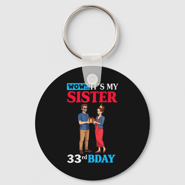 Wow It’s My Sister 33rd Birthday Celebration With  Keychain (Front)