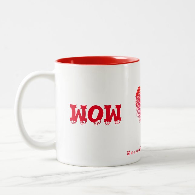 WOW...MOM mug.. Unconditional Love Two-Tone Coffee Mug (Left)