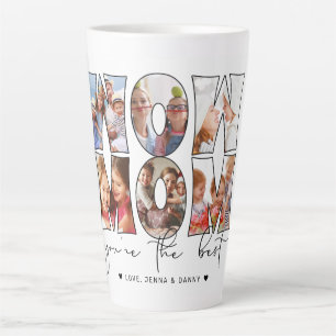 Wow Mom Quote Modern 6 Photo Collage White Latte Mug