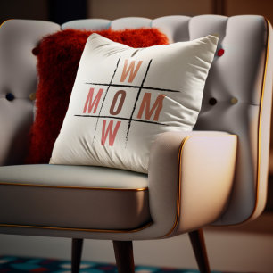 Wow mom tic tac toe funny and humourous mothers da throw pillow
