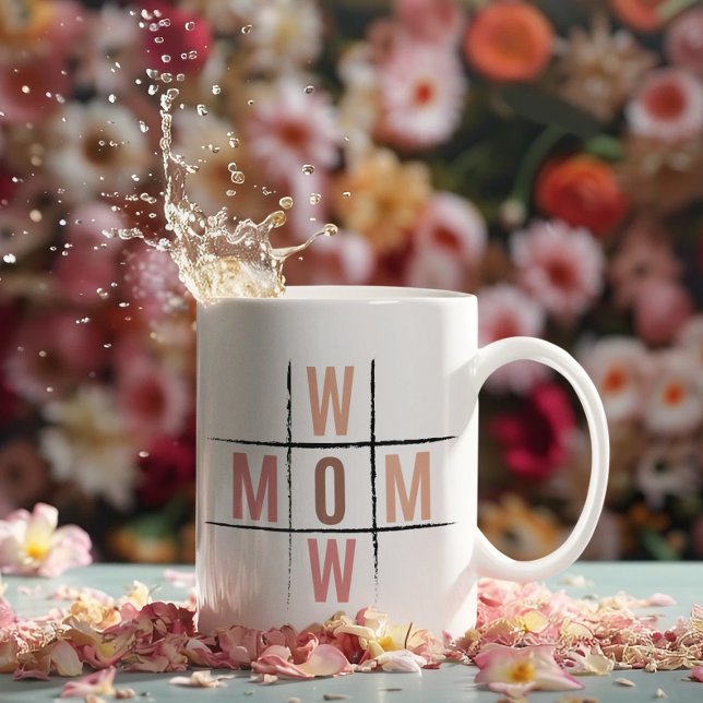 Wow mom tic tac toe funny and humourous mothers da Two-Tone coffee mug (Wow mom, you cover every important block of life .)