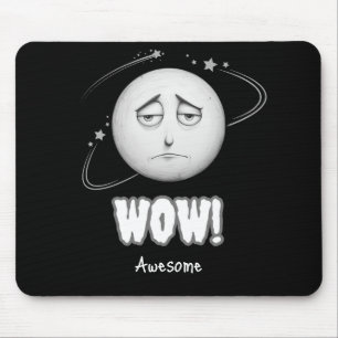 "Wow" moonface Black Mousepad