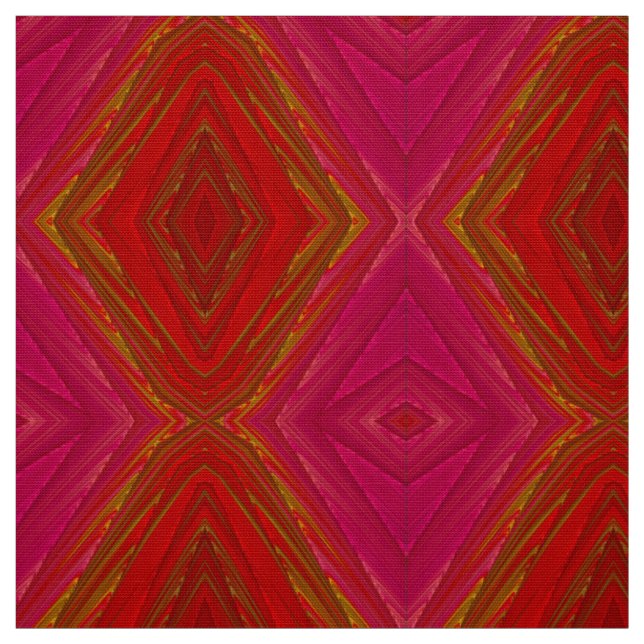 WOW! Pink Red Yellow Geometric Design ~ Pretty ~ Fabric (Swatch)
