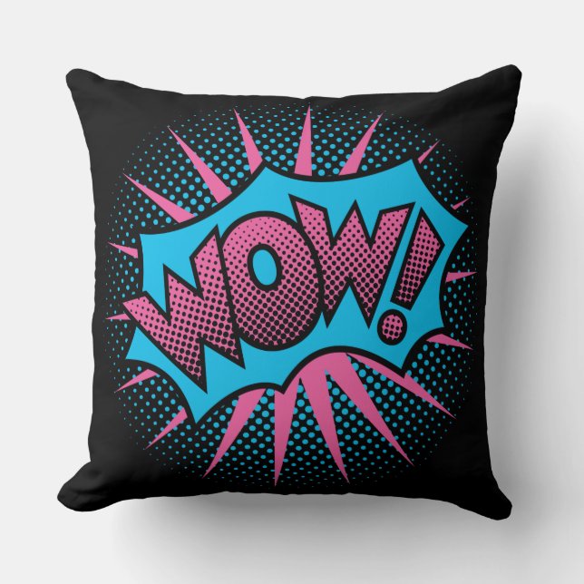 WOW! Text Design Throw Pillow (Front)