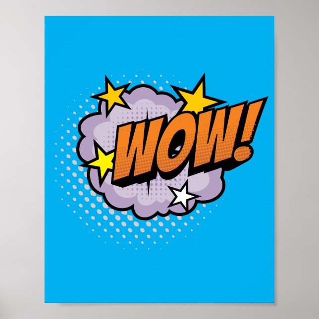 Wow! Vibrant Pop Art Comic Exclamation Poster (Front)