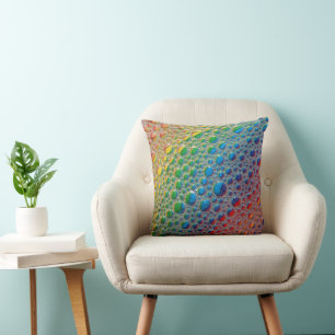 Wow! Water Bubbles Rainbow effect Gorgeous Colours Throw Pillow