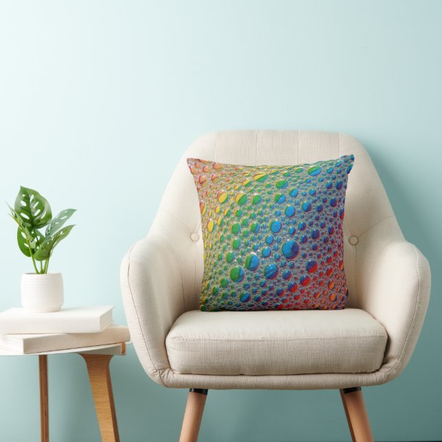 Wow! Water Bubbles Rainbow effect Gorgeous Colours Throw Pillow (Chair)