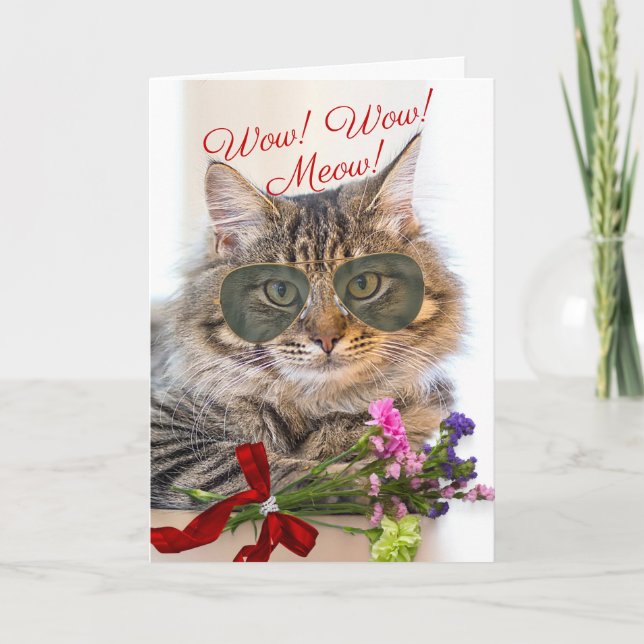 Wow Wow Meow Valentine’s Day for Husband Card (Front)