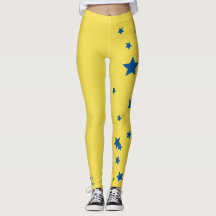 Wow! Yellow and Blue Star Down Syndrome Leggings