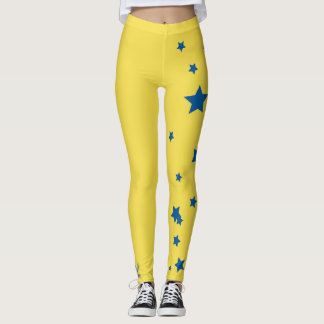 Wow! Yellow and Blue Star Down Syndrome Leggings