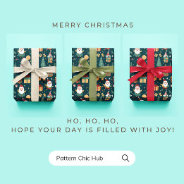 WP01 Santa Claus Christmas Tree Gift Boxes Green Wrapping Paper