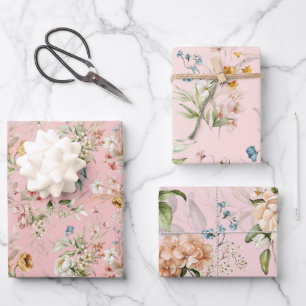 WP   Dutch Still Life Florals on Pale Pinks Wrapping Paper Sheet