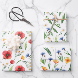 WP   Names 3 Colourful 19x29 Watercolor Wildflower Wrapping Paper Sheet