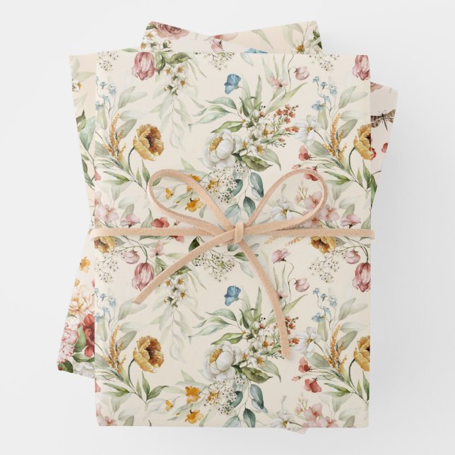 WP | Sm Print Dutch Still Life Floral 19x29 (3) Wrapping Paper Sheet (In situ)