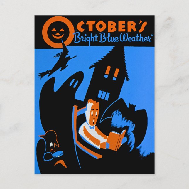 WPA, October Is A Great Time To Read Postcard (Front)