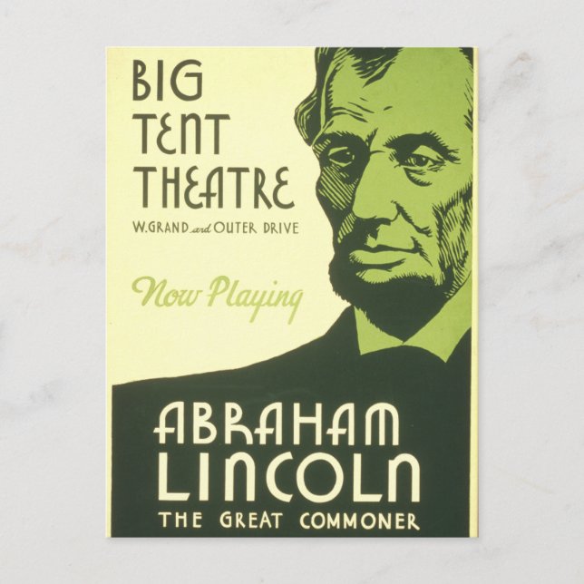 WPA Poster Abraham Lincoln Illinois 1936 Postcard (Front)