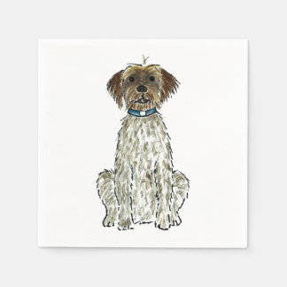 WPG Wirehaired Pointing Griffon Dog Art Watercolor Napkin