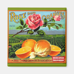 WQ MAGNET : Rose and Orange Crate Label