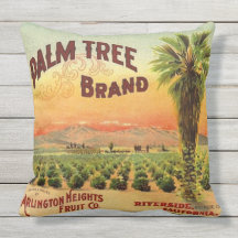WQ PILLOW LG : Crate Label Art Palm Tree