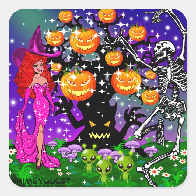 WQ STICKER: Halloween Party All Nighter Square Sticker (Front)
