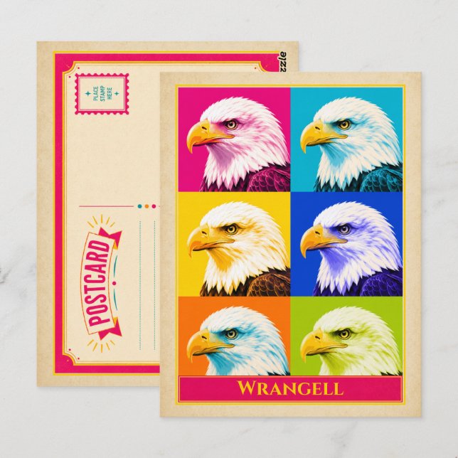Wrangell Postcard Alaska Bald Eagle Vintage (Front/Back)