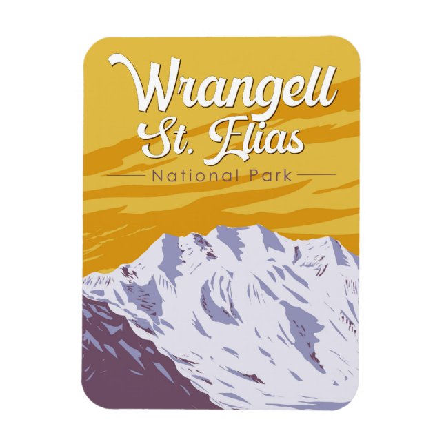 Wrangell St. Elias National Park Illustration Art Magnet (Vertical)
