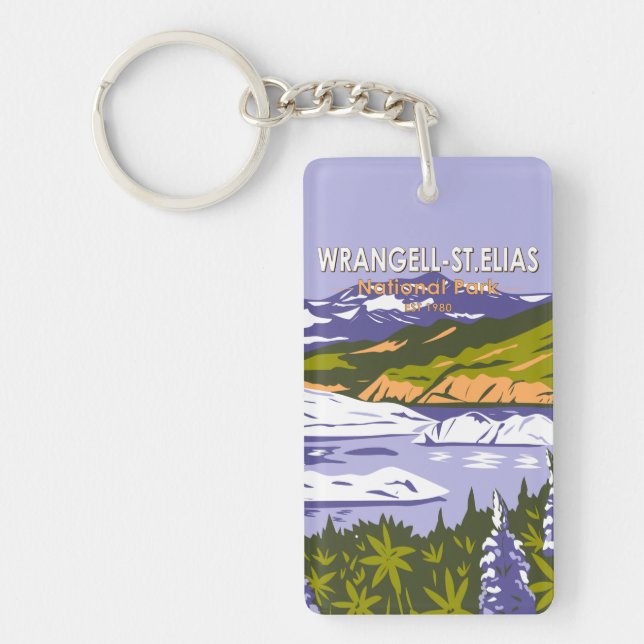 Wrangell St Elias National Park Nizina Lake Alaska Keychain (Front)