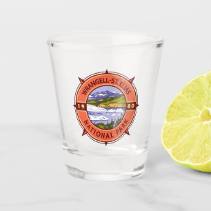 Wrangell St Elias National Park Retro Compass  Shot Glass