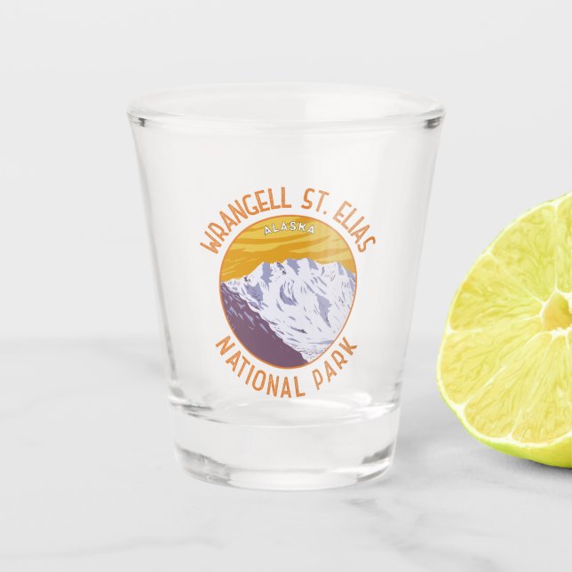 Wrangell St. Elias National Park Retro Distressed Shot Glass (Front)