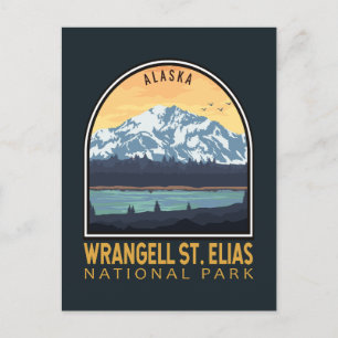 Wrangell St Elias National Park Vintage Emblem Postcard