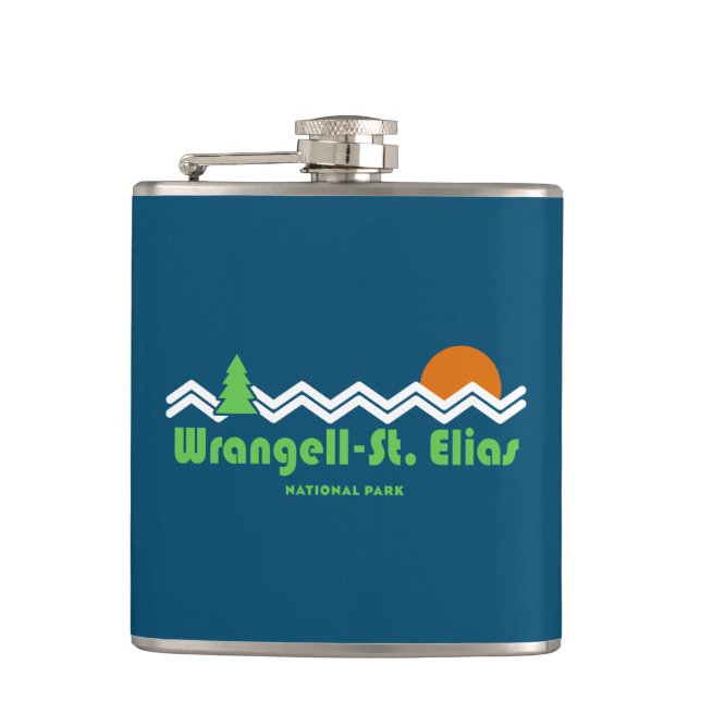 Wrangell-St. Elias National Retro Hip Flask (Front)